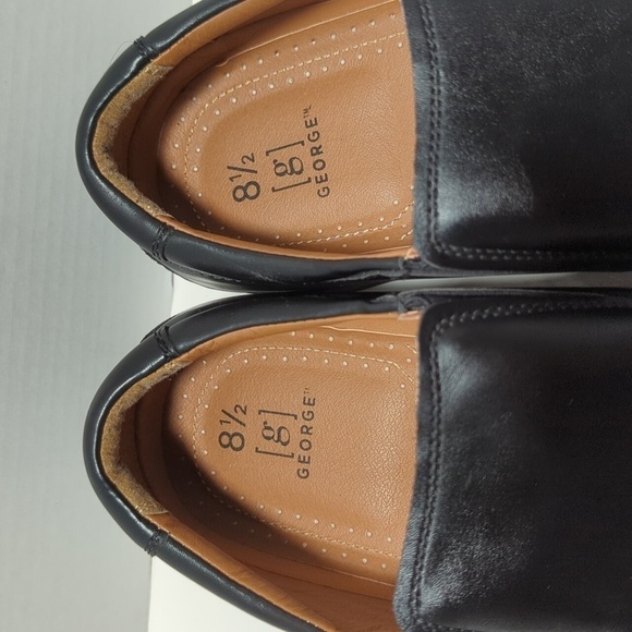 George Men's Slip On Sintetico Black Dress Shoes Size 8.5 - Picture 7 of 10
